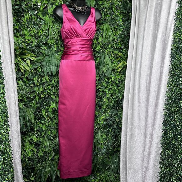 DAVIDS BRIDAL Dress Women 4 Pink‎ Satin Pleated Layered Gown Formal Wedding 2419 - Picture 7 of 12